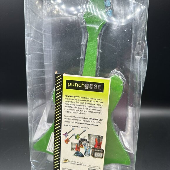 Punchgear Green Guitar Wall Hook Rock Music Decor Kids Handcrafted - Picture 9 of 16